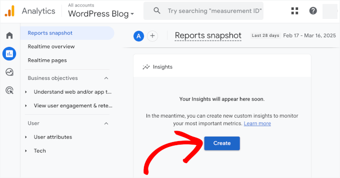 Creating custom GA Insights