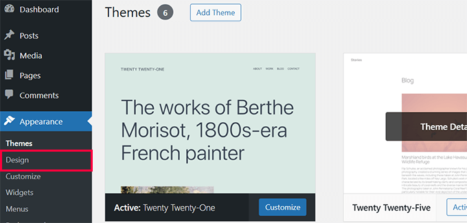 Classic Theme with the new design tab