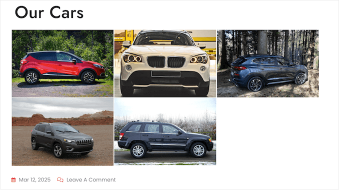 Adding a car gallery to your WordPress website