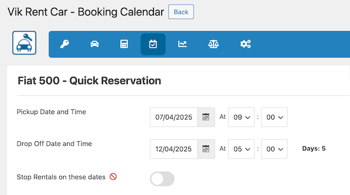 Creating an online booking schedule
