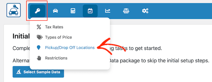 Registering the pickup and dropoff locations for your online business website