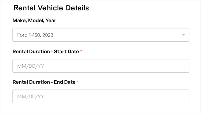 Adding forms to your vehicle rental website