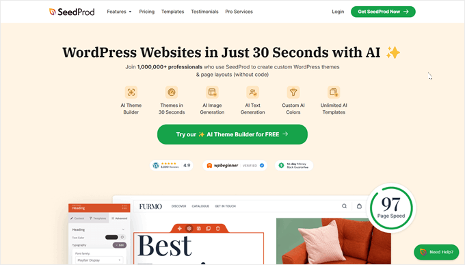 The SeedProd page builder plugin for WordPress