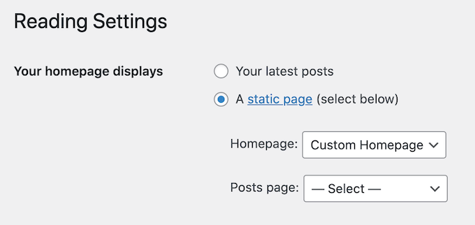 Setting a static page as your WordPress home page