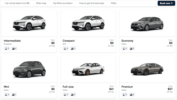 An example of a successful vehicle rental website