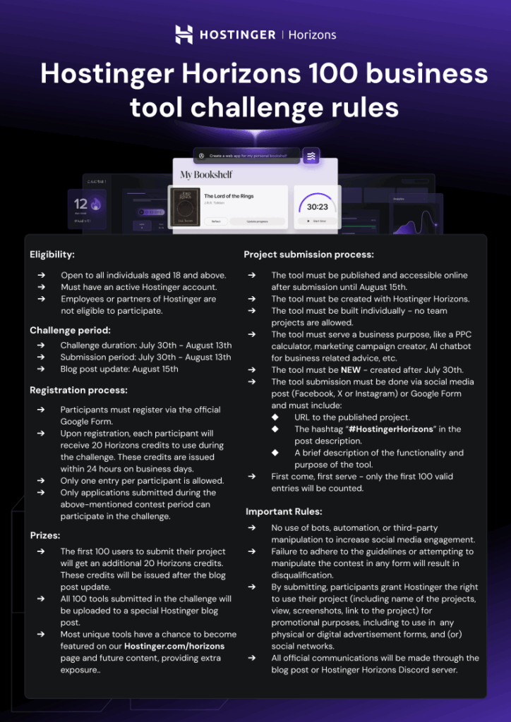 Horizons challenge rules
