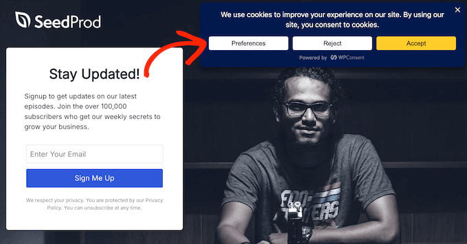 Adding links to your cookie banner