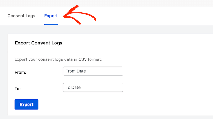 How to export a consent log from WPConsent 