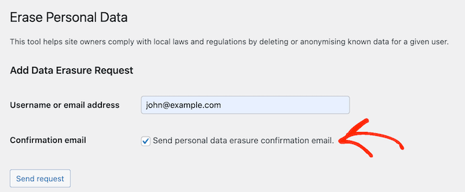 Getting confirmation before deleting the user's personal information 