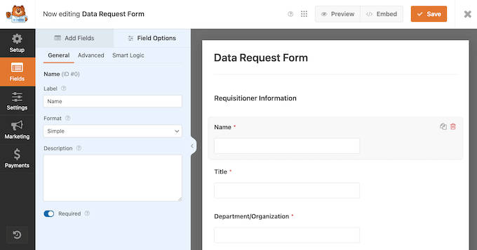 WPForms' drag and drop form builder 