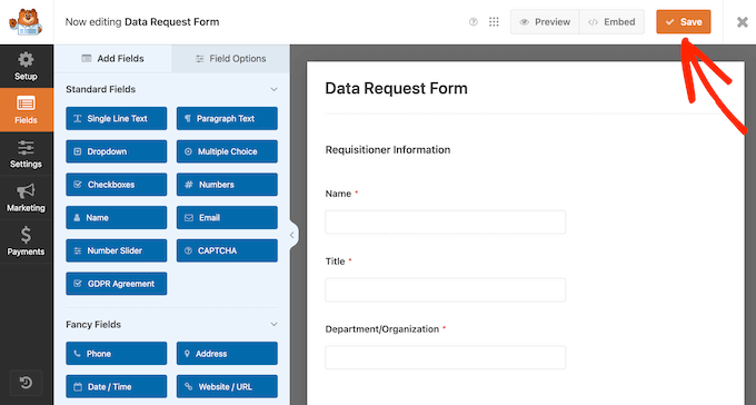 How to create a data access form for your WordPress website or blog 