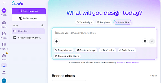 Using Canva AI to generate and edit images 