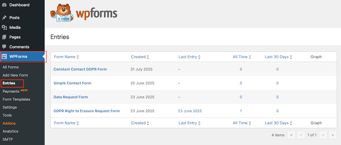 Managing data access and deletion requests efficiently using WPForms 