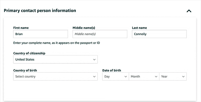 Add personal information