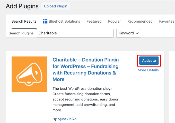 Installing the Charitable plugin