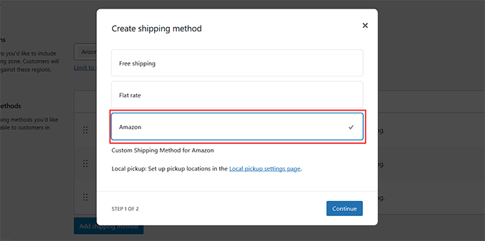 Choose Amazon as the shipping method