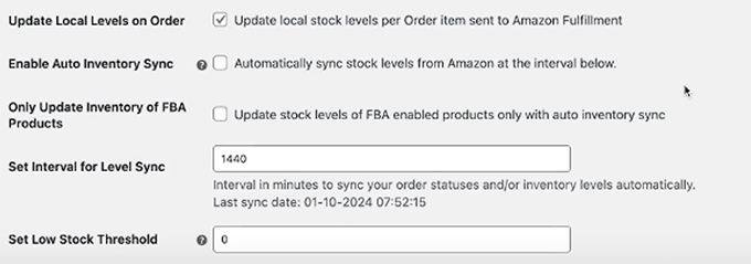 Configure other stock level settings