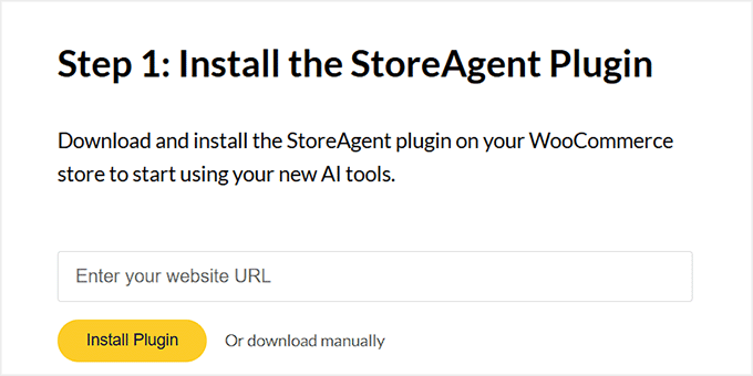 Enter website URL to connect StoreAgent with your website