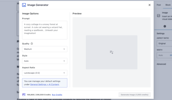 Fine tune your AI image generation with built in options