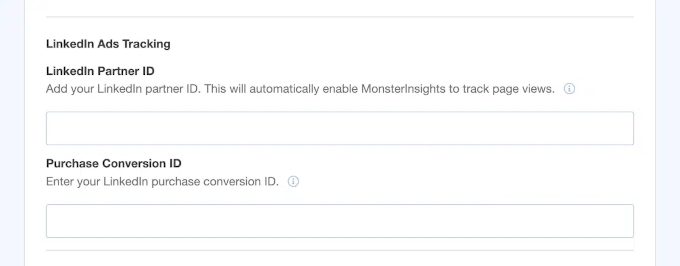 MonsterInsights LinkedIn ads tracking