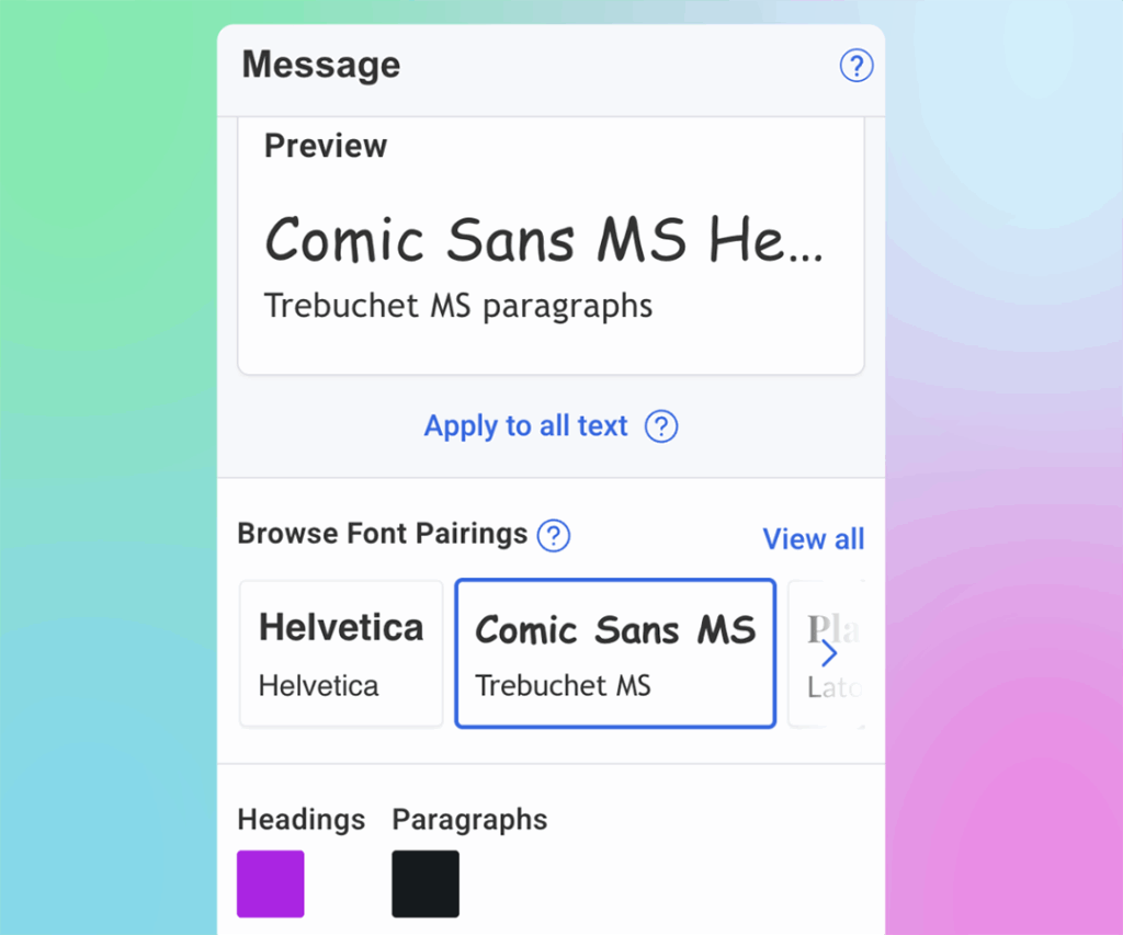 Font section in AWeber's Theme Settings