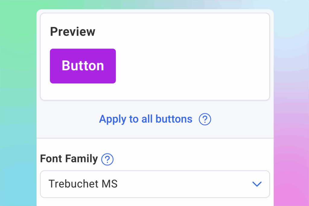 CTA button section in AWeber's Theme Settings