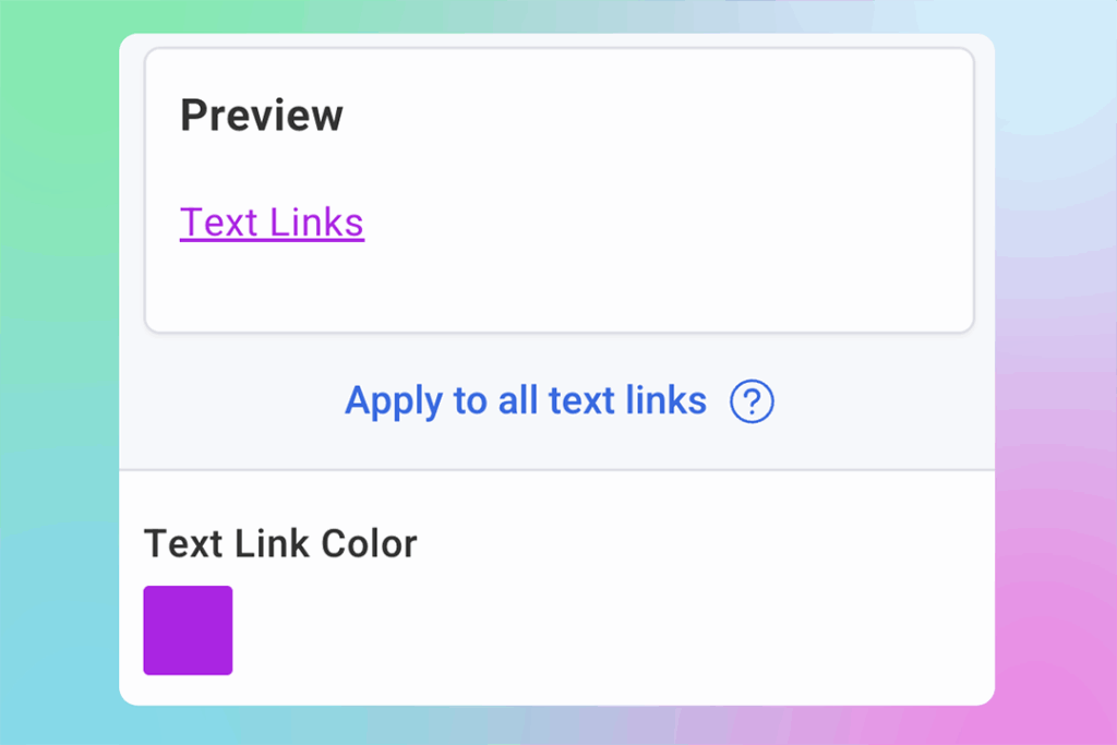 Link section in AWeber's Theme Settings