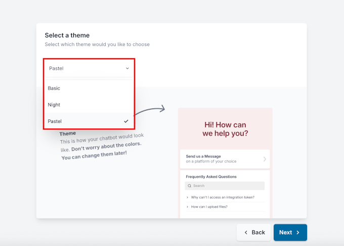 Selecting the WhatsApp click-to-chat theme