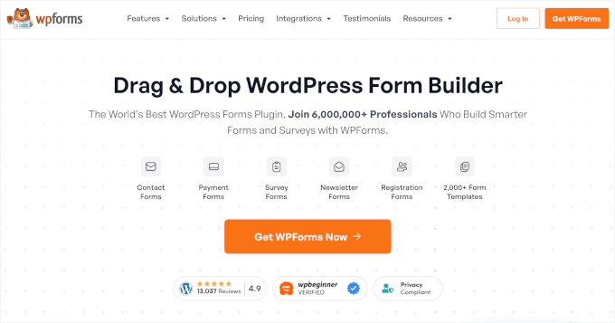 The WPForms form builder and donation collect plugin 