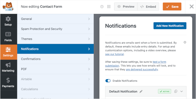 Configuring email notifications