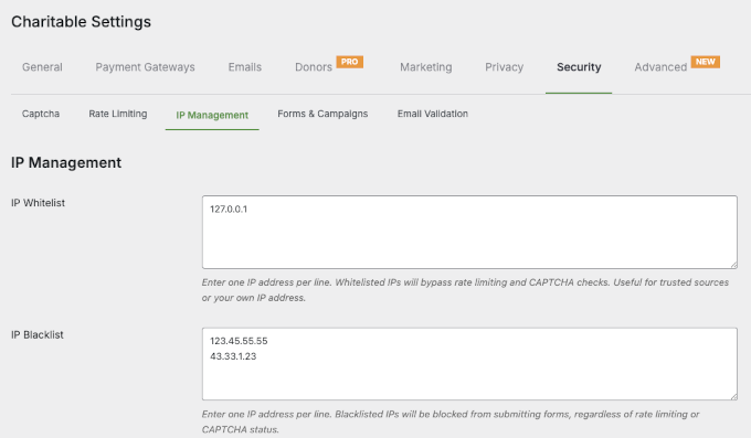 New security features in Charitable