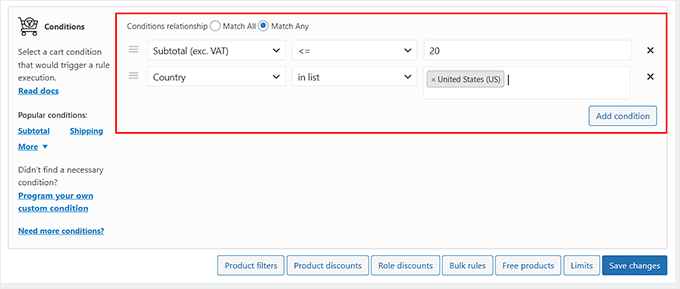 Set trigger conditions