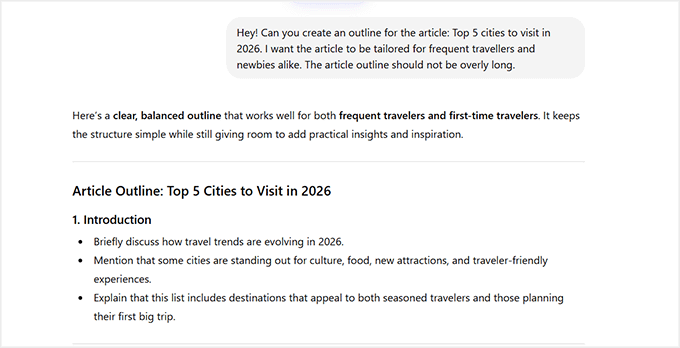 Create an article outline with ChatGPT