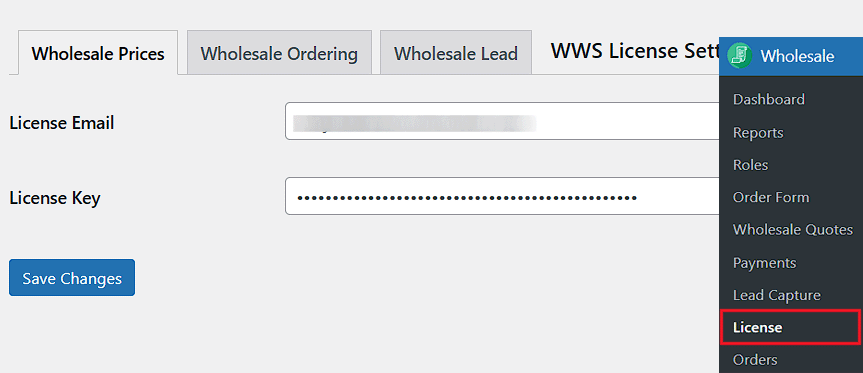 Add license key for Wholesale Prices