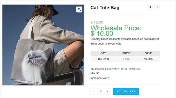 Preview of minimum order requirement in Wholesale Prices