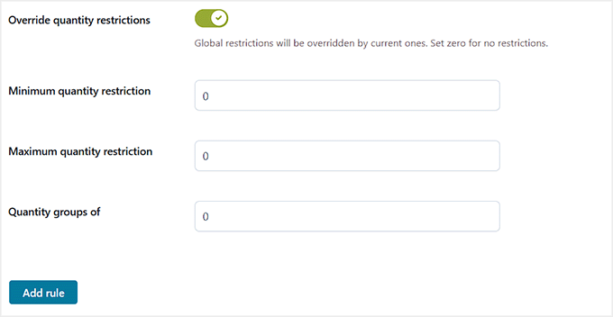 Set new quantity restrictions for a product in YITH