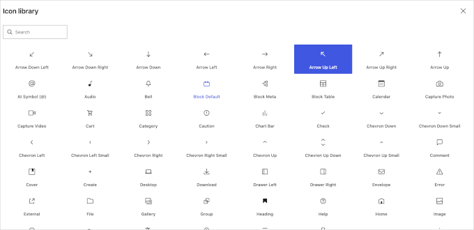 Icon library in WordPress 7