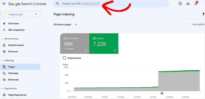 Search if a page is indexed in Google Search Console