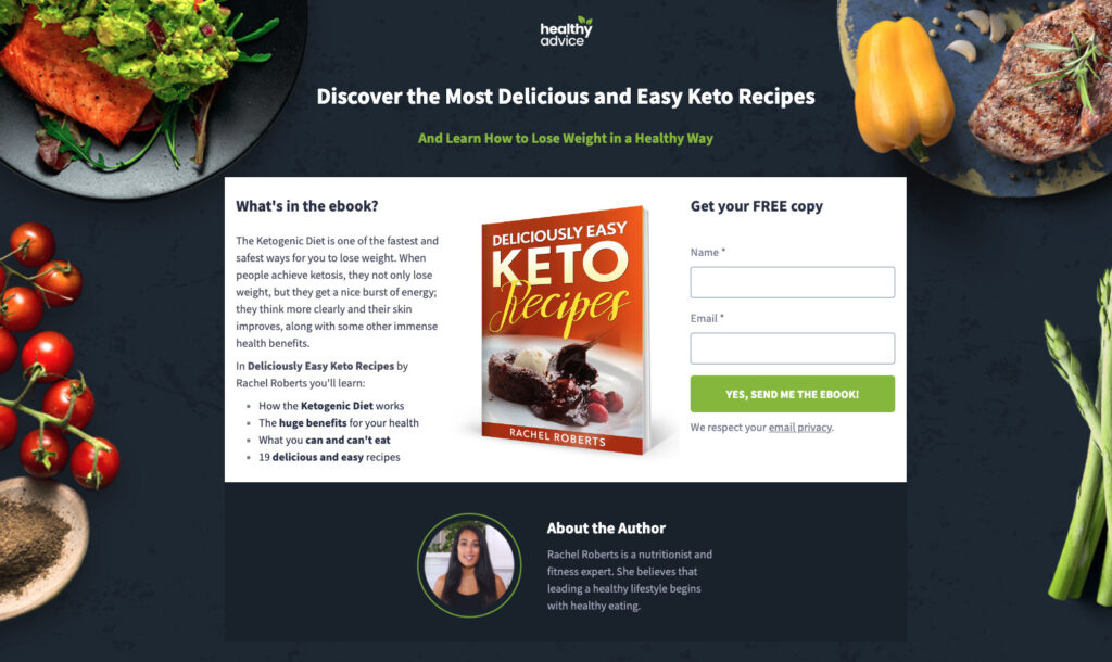 Ebook landing page example
