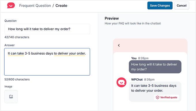 Add FAQs in WPChat