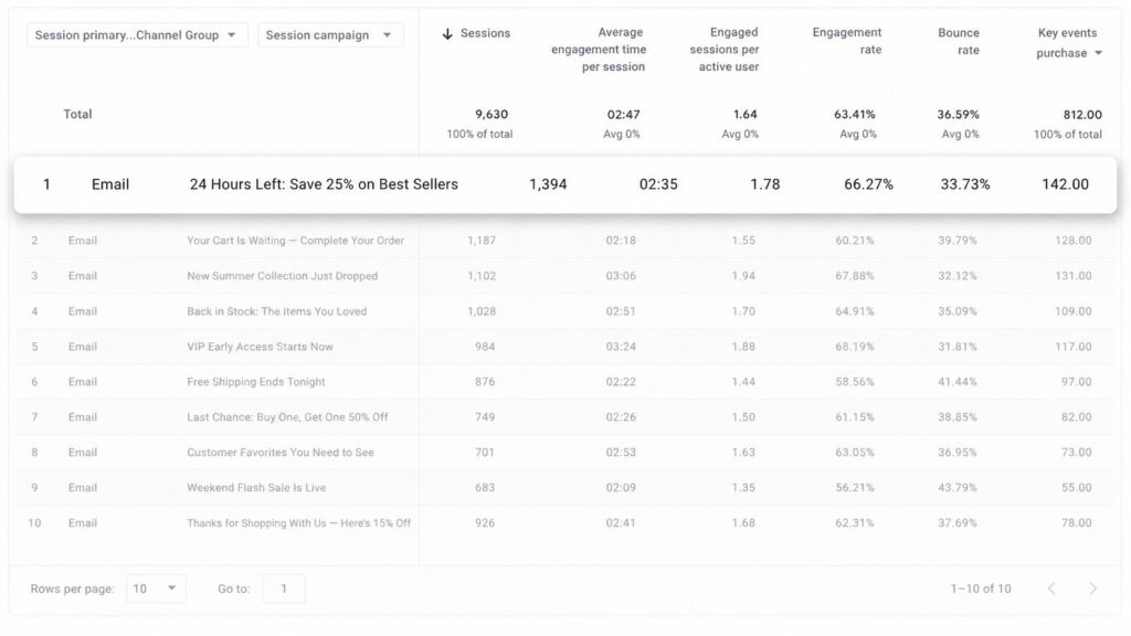 Image from Google Analytics showing tracking from utm parameters